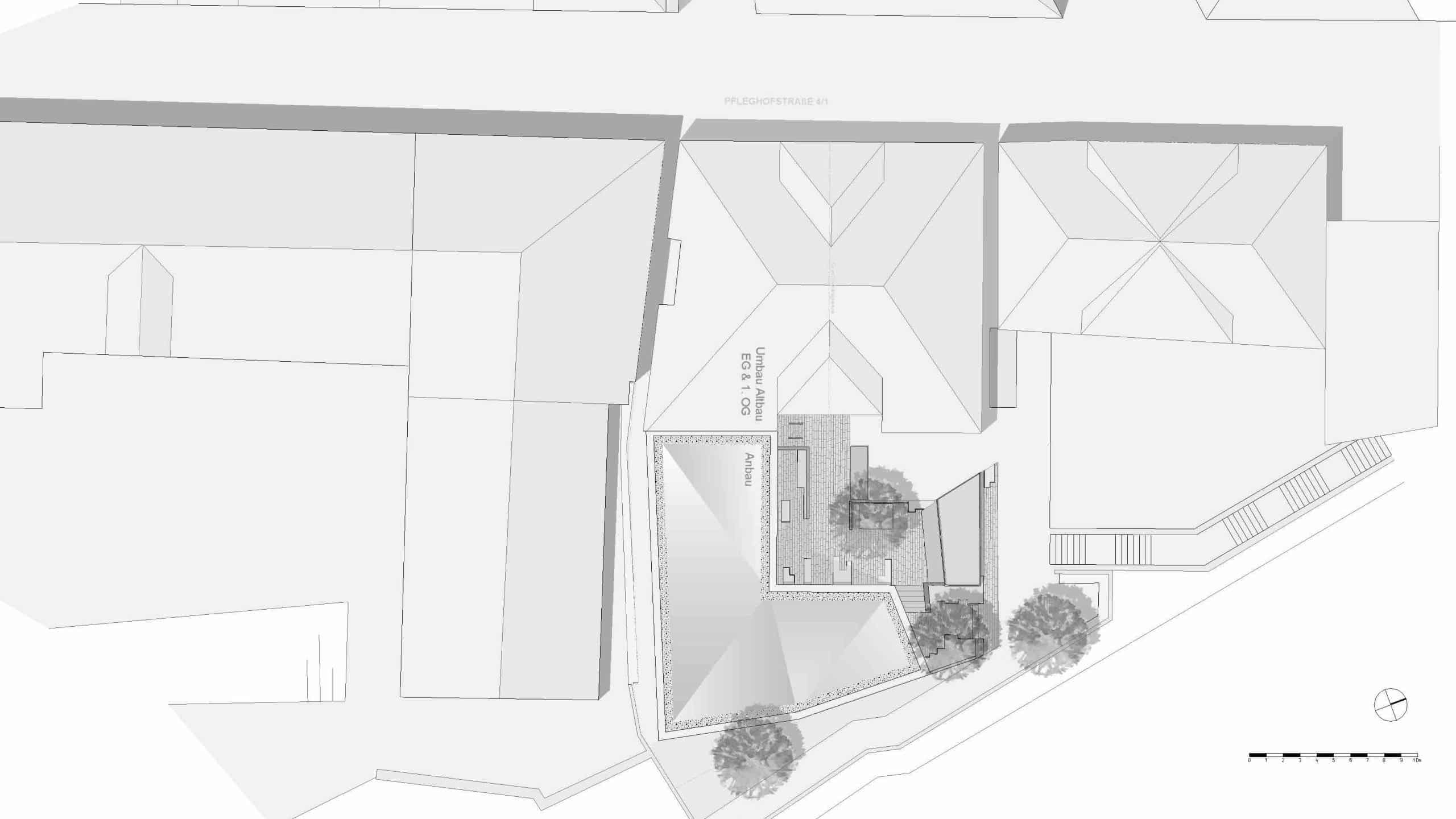 Lageplan des Wohn-und Geschäftshauses von Dannien Roller Architekten + Partner in Tübingen.