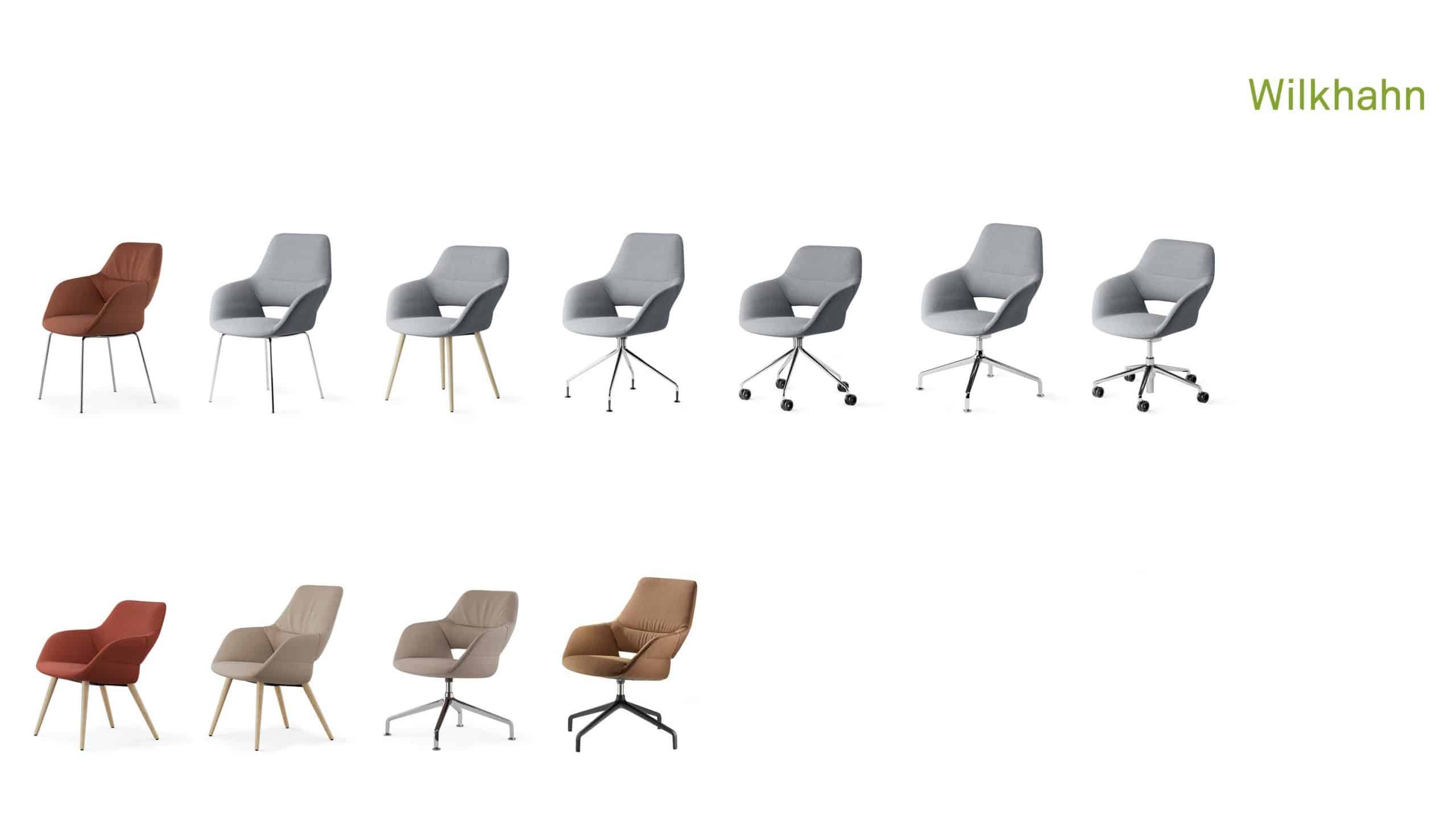Durch die beiden vollumpolsterten Sitzschalen mit zusätzlichen Konferenz- und Loungesesselgestellen erschließt der „Stuhlbaukaten“ auch sehr hochwertige Einsatzbereiche.