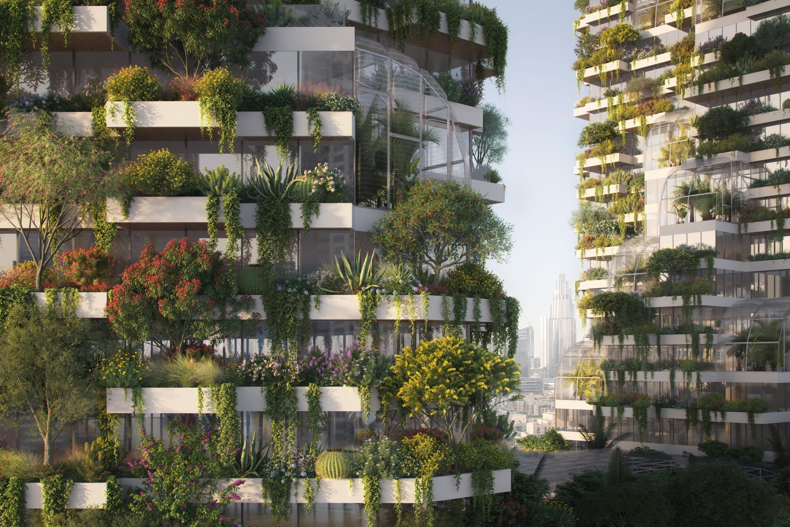 Bis zum 18. November 2022 findet die COP27 in Ägypten statt, wo Stefano Boeri das Projekt „Dubai Vertical Forest“ vorgestellt hat. Visualisierung: © Stefano Boeri Architetti
