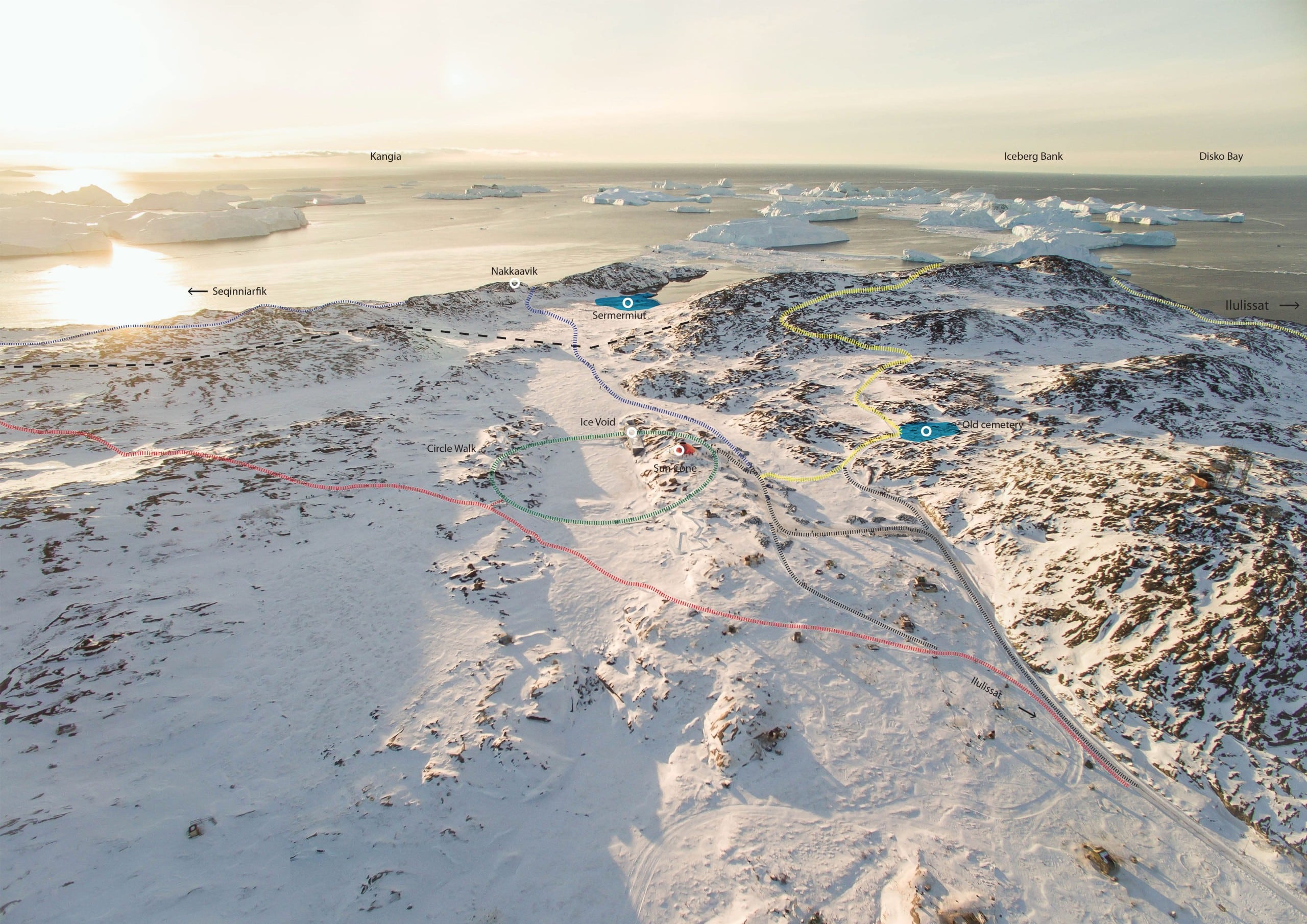 Der Park Ilulissat Eisfjord in Grönland von Studio Other Spaces bietet einen Maßstab für die Betrachtung des gleichnamigen Naturphänomens.