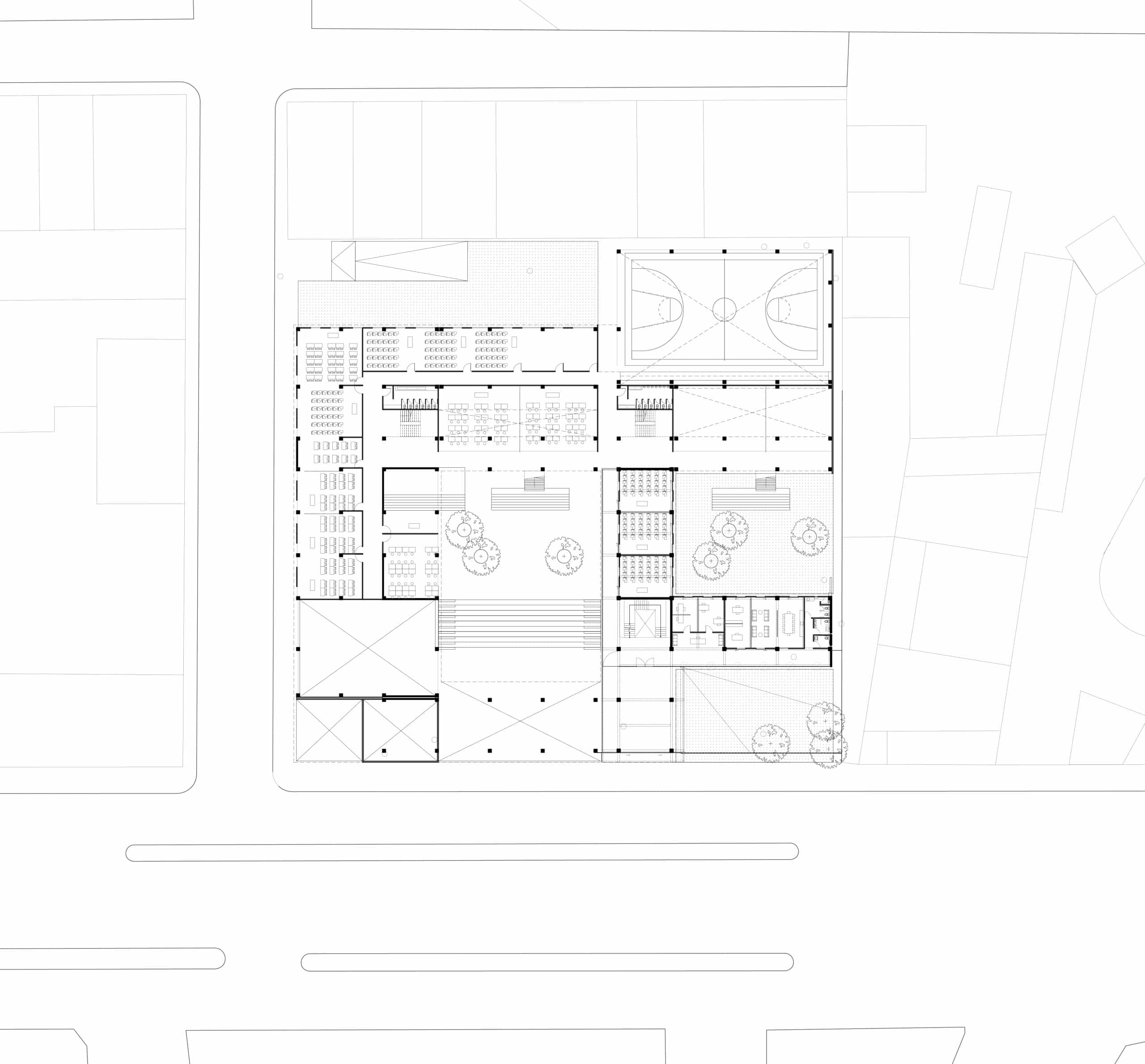 Grundriss des Erdgeschosses, Grafik: Dellekamp + Schleich