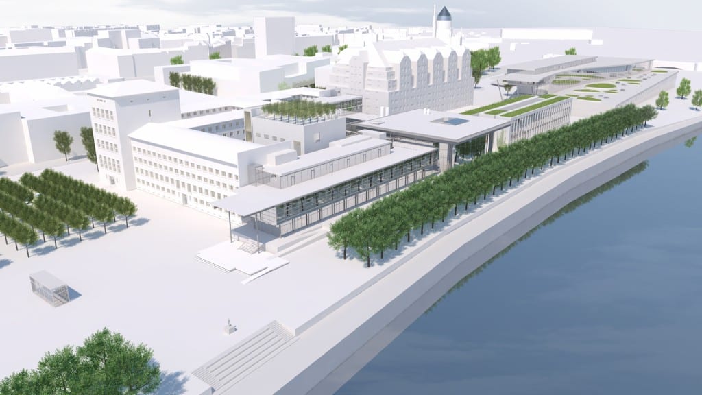Luftbild der geplanten Erweiterung des Dresdener Landtags. Bildquelle: Peter Kulka Architektur
